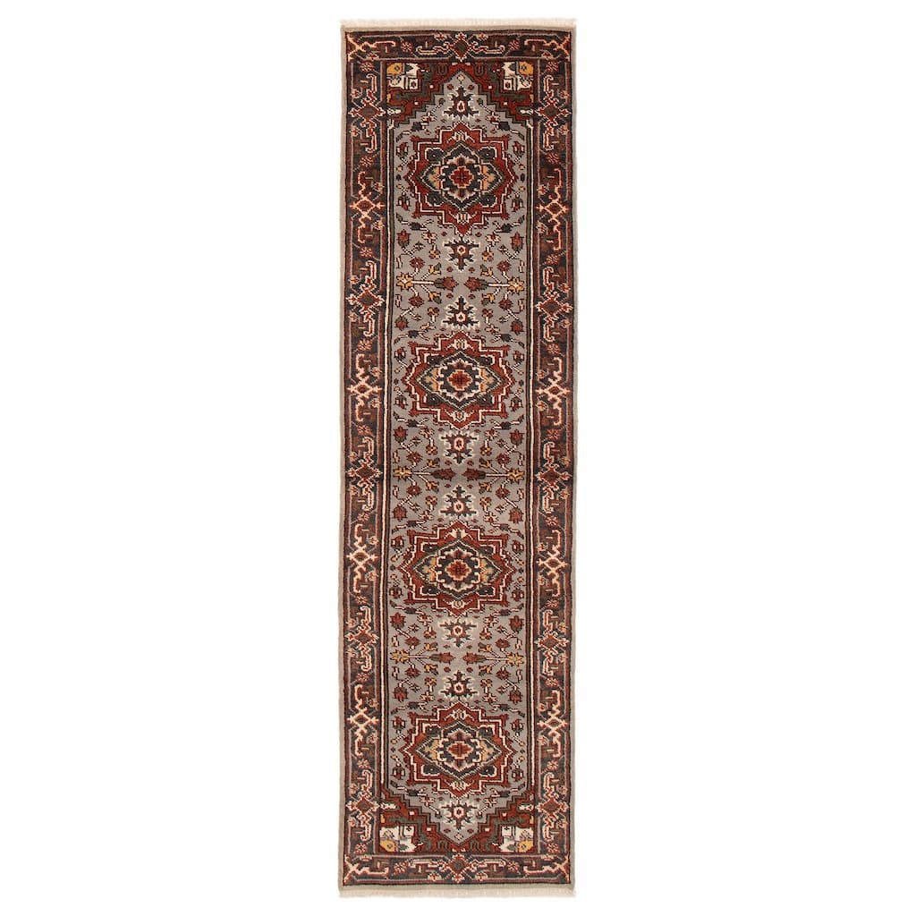 ECARPETGALLERY Hand-knotted Serapi Heritage Grey Wool Rug - 2'5 x 9'6