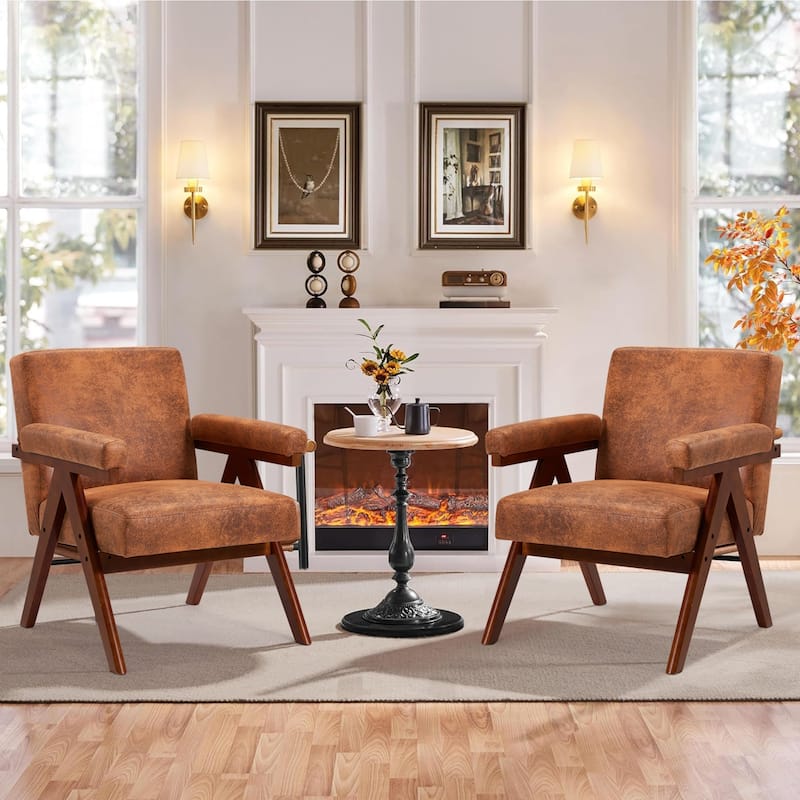EROMMY Accent Chair, Mid Century Modern Sitting Chair with Solid Wood Frame, Armchair for Living Room Lounge Balcony
