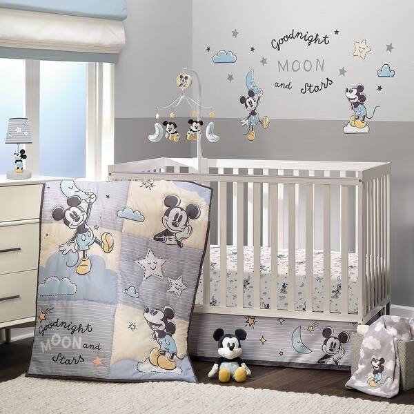 slide 2 of 9, Lambs & Ivy Disney Baby Moonlight Mickey Mouse 3-Piece Nursery Crib Bedding Set