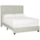 preview thumbnail 4 of 7, SAFAVIEH Winslet Light Grey Linen Upholstered Tufted Wingback Bed (Full)