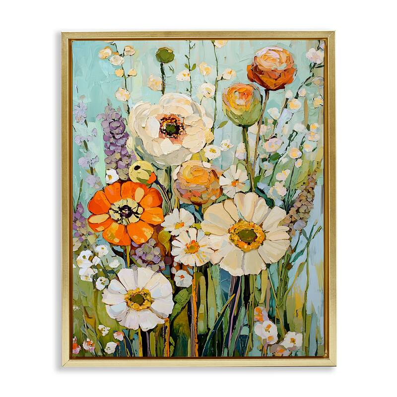 Stupell Woodland Inspiration Florals Framed Floater Canvas Wall Art Design By Franklyn Gregory - 17 x 21 - Gold