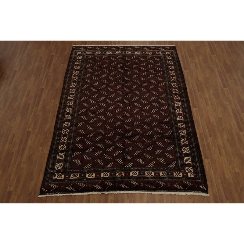 Hand Knotted Oriental 100% Wool Carpet Traditional All-Over Red Turkoman Area Rug - 10' 10'' X 7' 9''