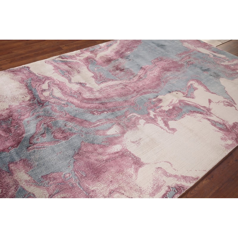 Contemporary Abstract Indian Area Rug Handmade Wool Carpet - 5'1"x 8'0"