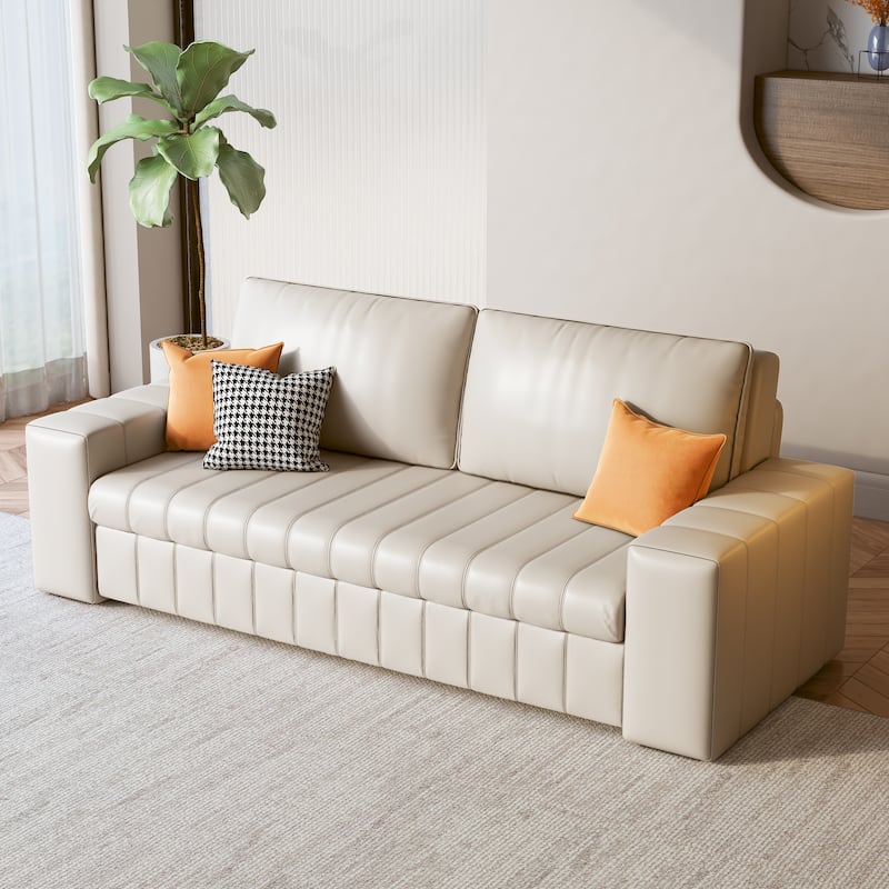 JASIWAY Modern Upholstered Loveseat Sleeper Sofa Bed with Storage