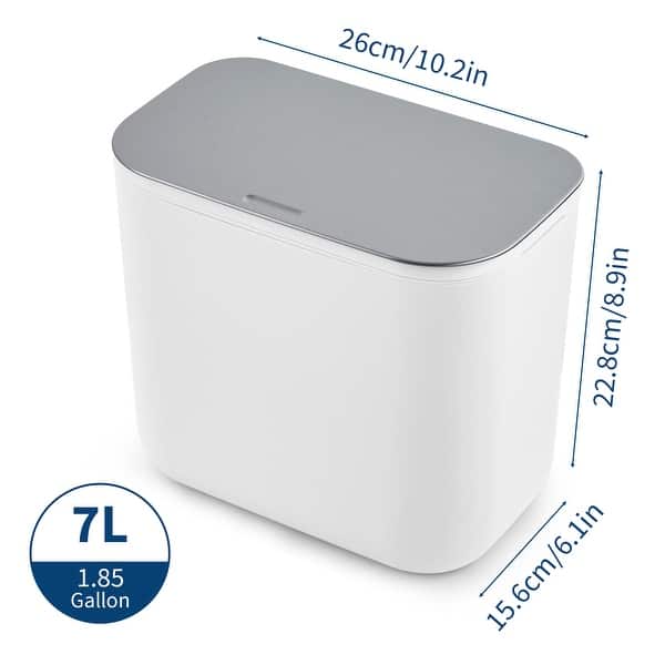 dimension image slide 4 of 6, 1.9 Gal/2.4 Gal Kitchen Compost Bin, Small Hanging Trash Can with Stainless Steel Lid