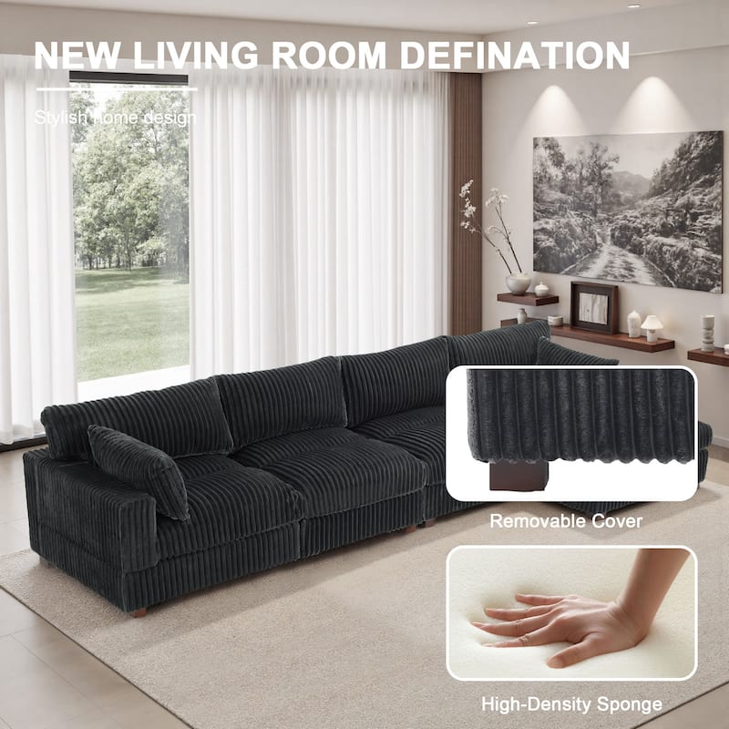 Oversized Plush Modular Sectional Sofa Couch with Ottoman