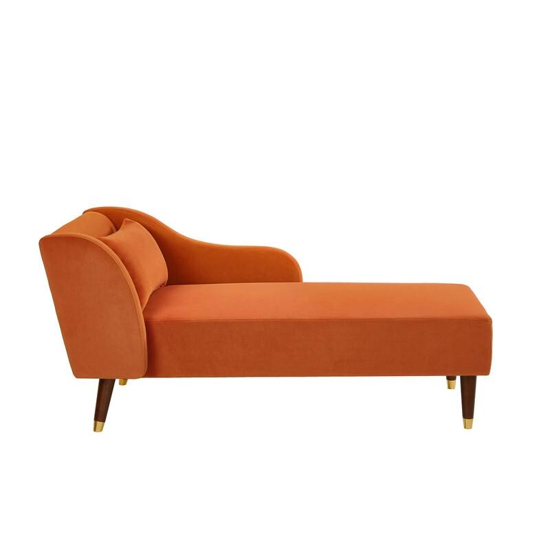 Modern Velvet Upholstered Lounge Chair with Pillow and Solid Wood Legs