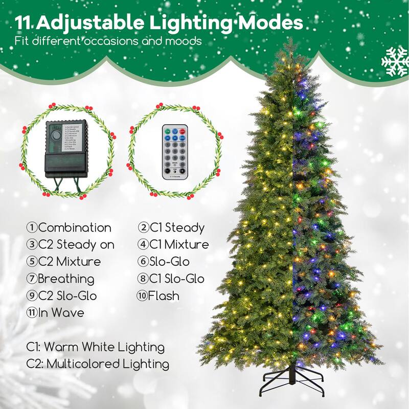 Gymax 7.5 FT Artificial Xmas Tree w/ 1019 PE PVC Branch Tips & Folding - See Details