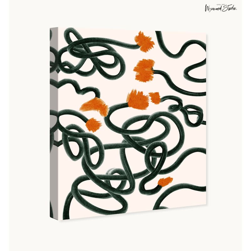 Wynwood Studio Canvas Abstract Christmas Lights for the Garden Black Modern & Contemporary Wall Art Canvas Print