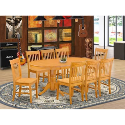 Retro Kitchen Table Set with 8 Chairs - Dining Room Furniture Set - Oval Table & Dinette Seating