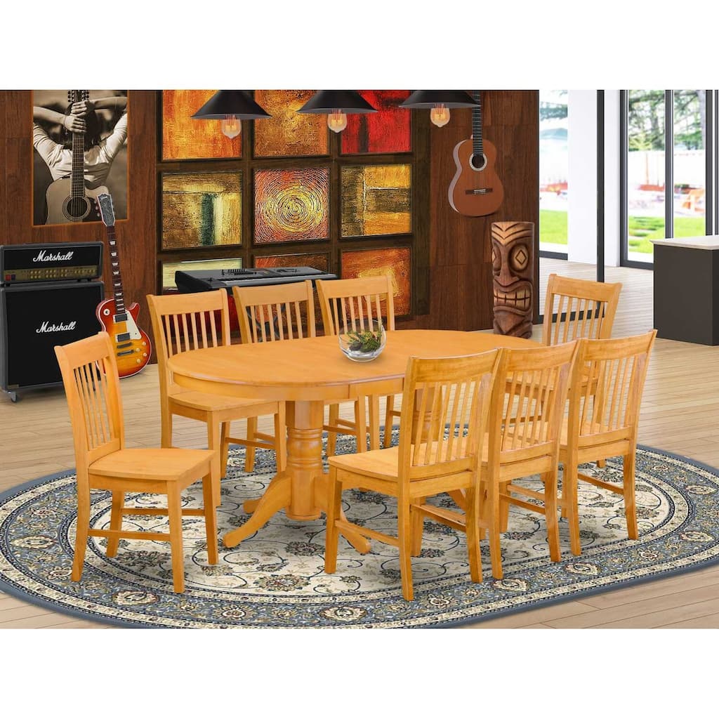 Retro Kitchen Table Set with 8 Chairs - Dining Room Furniture Set - Oval Table & Dinette Seating