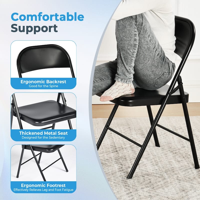 Homy Casa 4PK Folding Chair Set-Portable, Cushioned, and Space-Saving