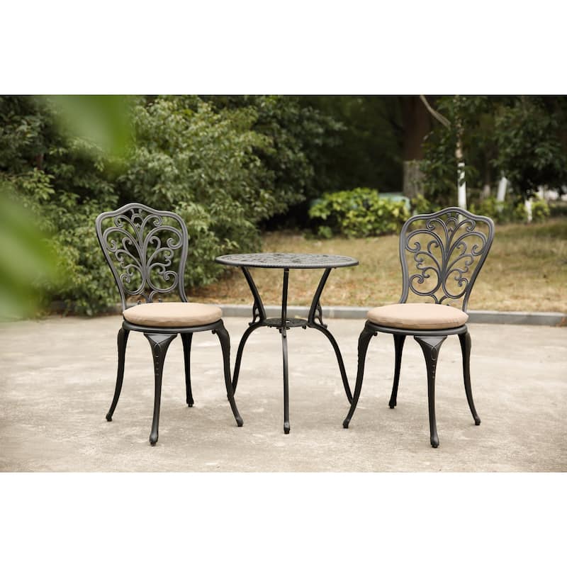Best seller Products 3-Piece Outdoor Rust-Resistant Cast Aluminum Patio Bistro Set with cushion