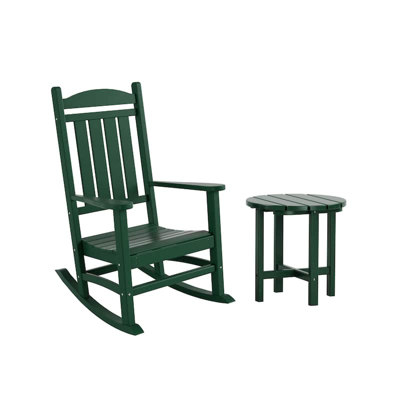 Laguna Hdpe All Weather Outdoor Patio Rocking Chair With Side Table (2-Piece Set)