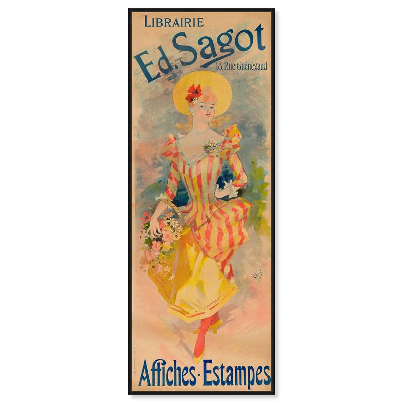 Bookstore Ed Sagot Panoramic Canvas by Art Remedy - 20" x 54" - Black