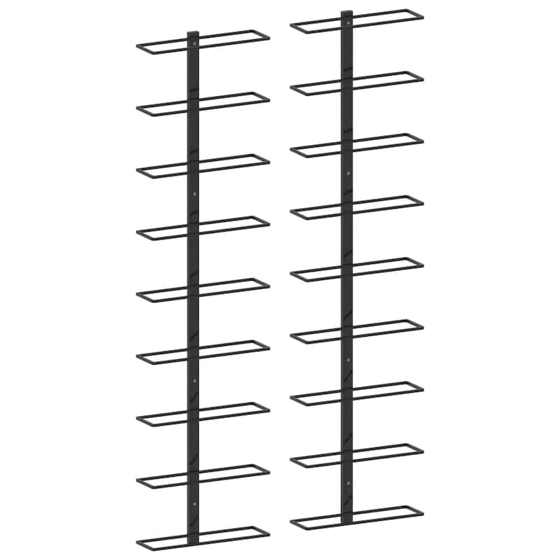 vidaXL Wall Wine Rack Wall Mounted Bottle Holder Storage Organizer for Pantry - 9.4" x 3.1" x 37.6" 18 bottles - Black