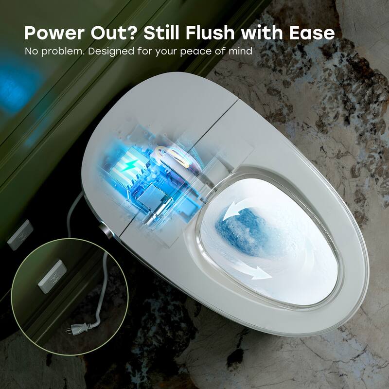 HOROW Elongated Bidet Toilet with Tank Auto Flush UVC Sterilization White - 12 inch Rough In - N/A