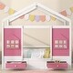 preview thumbnail 2 of 6, White+Pink Twin Wood House Bed with Drawers, Window Decoration
