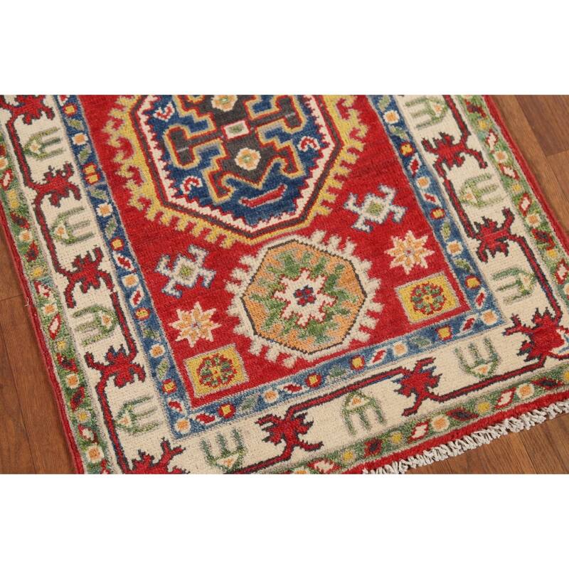 Red Kazak Oriental Accent Rug Handmade Wool Carpet - 2'1"x 2'10"