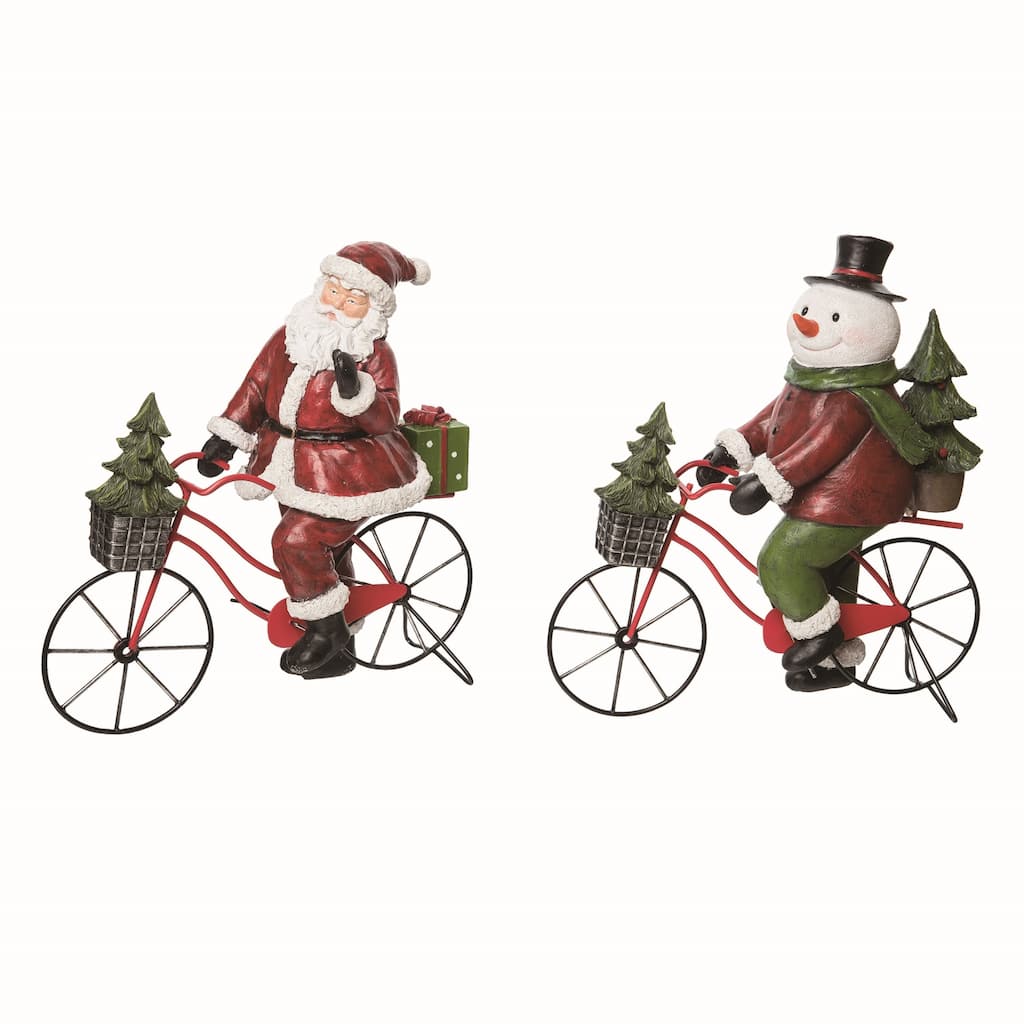 Transpac Resin Cmas Character on Bike Figurine Set of 2 Christmas Home Decorations