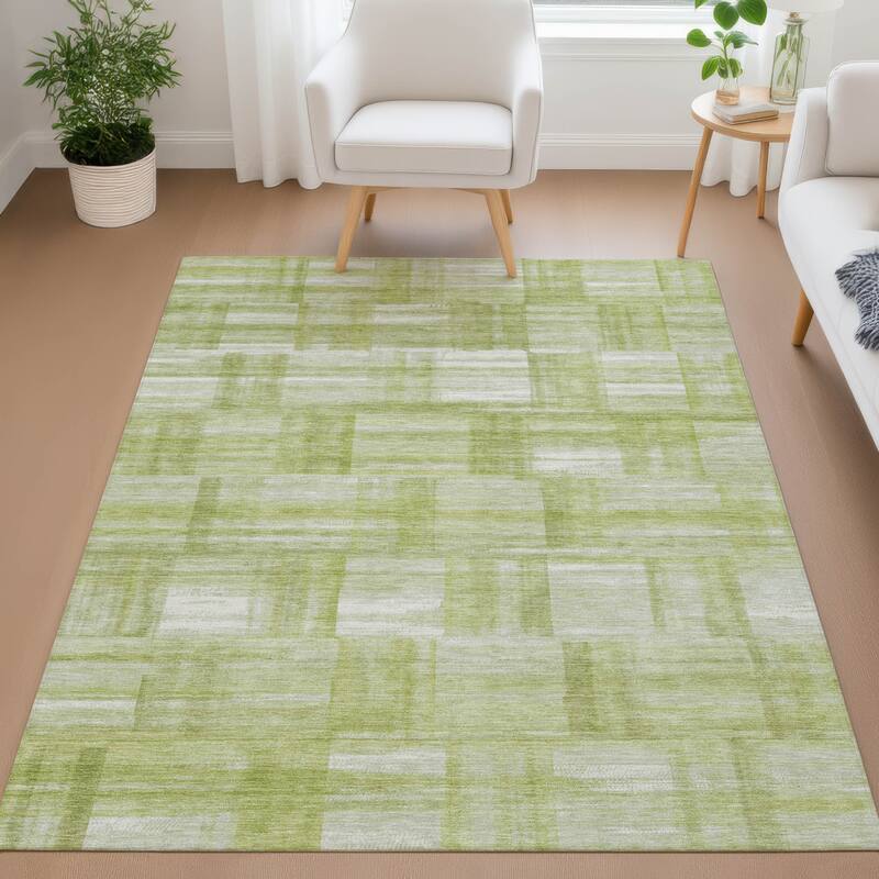 Machine Washable Indoor/ Outdoor Solid Hatches Chantille Rug