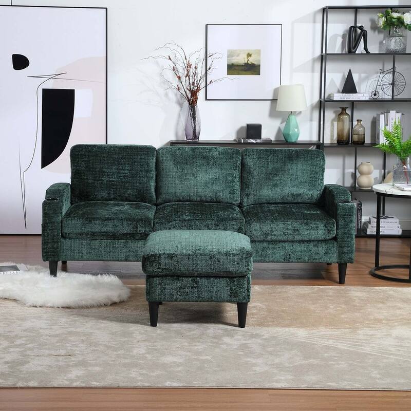 Modular Sleeper Sectional Sofa with Storage Ottoman