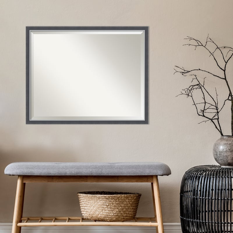 Beveled Wall Mirror - Eva Black Silver Thin Frame - Eva Black Silver Thin