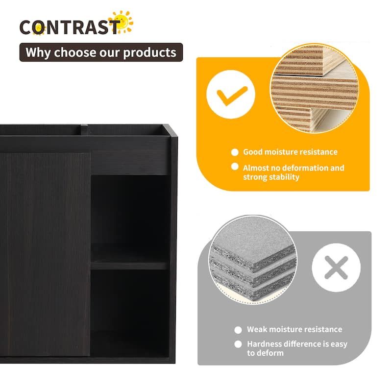 Beingnext 24"/28" Bathroom Vanity with Sink, Floating Bathroom Vanity with Soft Close Door and Shelf