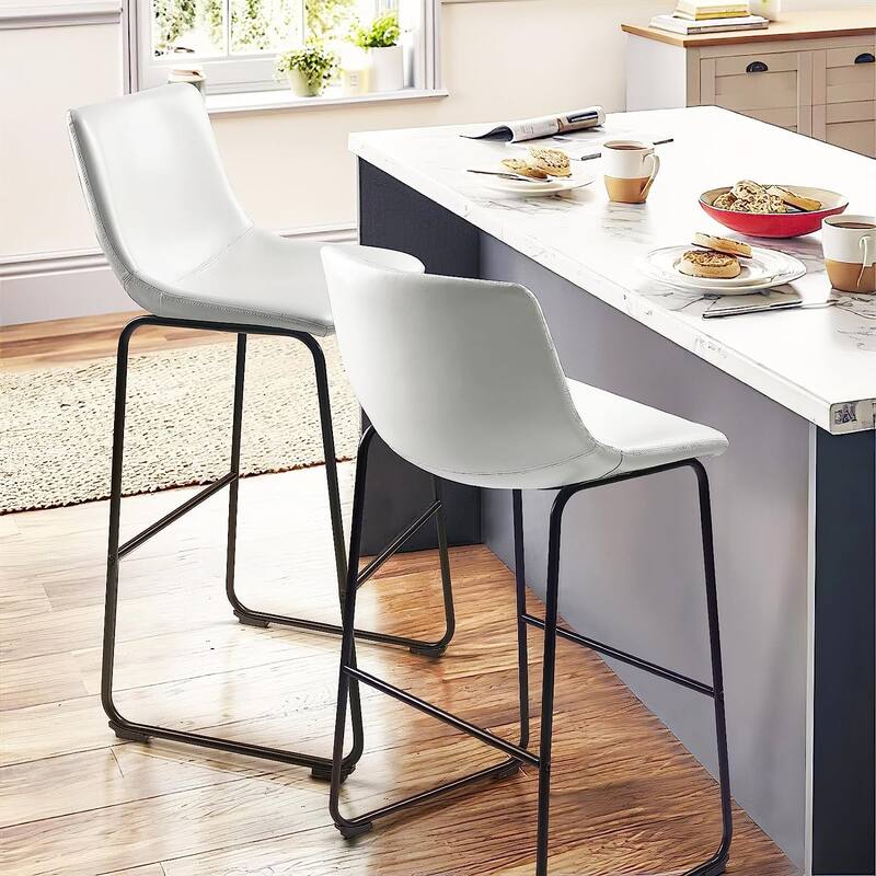 BOSSIN Faux Leather Counter Stool Vintage Barstools, 30 Inch, Set of 2