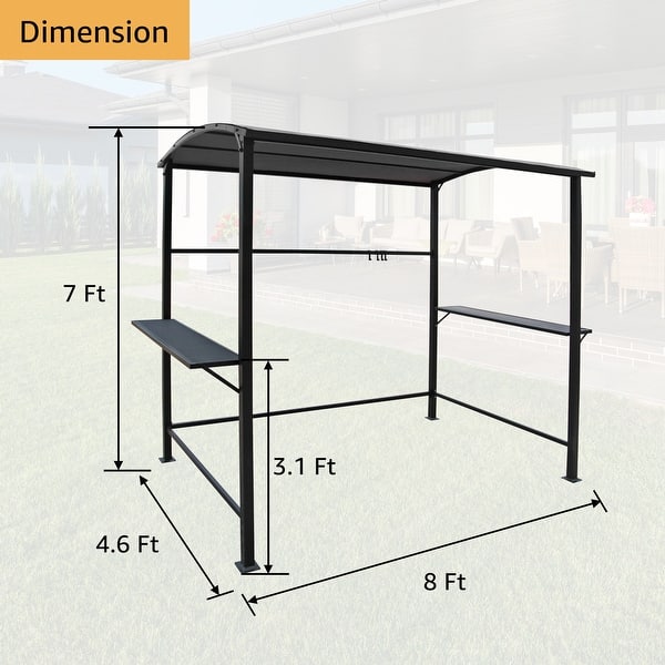 dimension image slide 3 of 3, Outdoor Steel Frame Grill Gazebo Canopy Barbecue Shelter