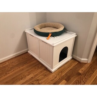 TRIXIE Pet Products White Wooden Extra-large Cat House and Litter Box