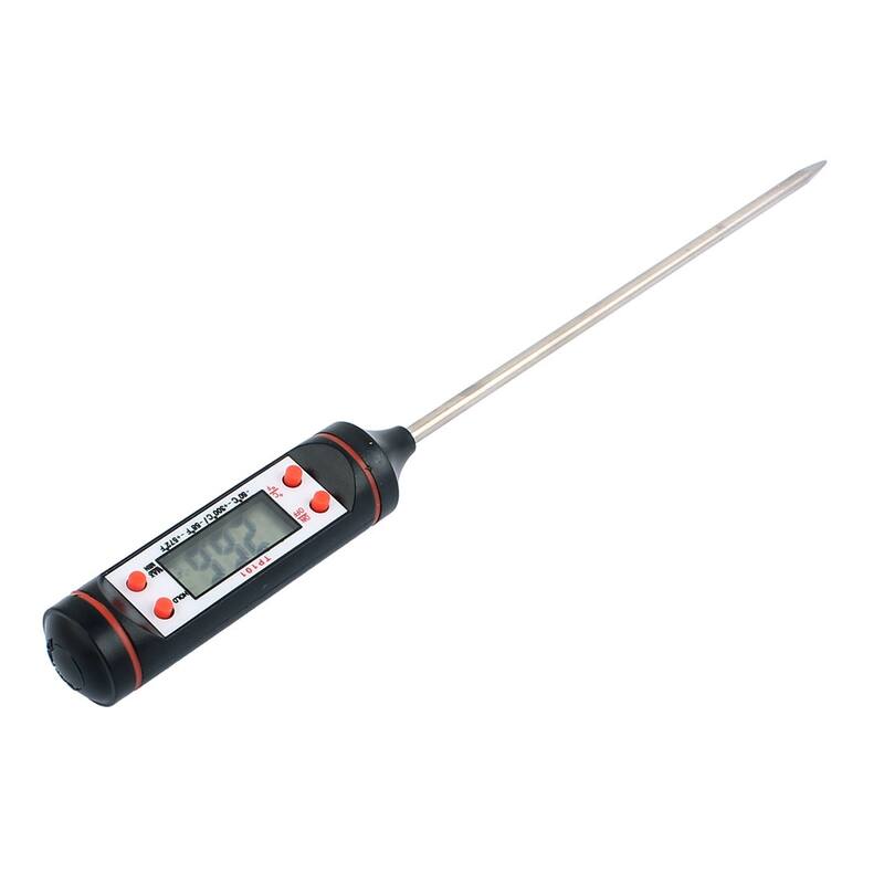 Digital Probe Thermometer Food Temp Sensor for Cooking Baking Meat - Black,Red,Silver Tone