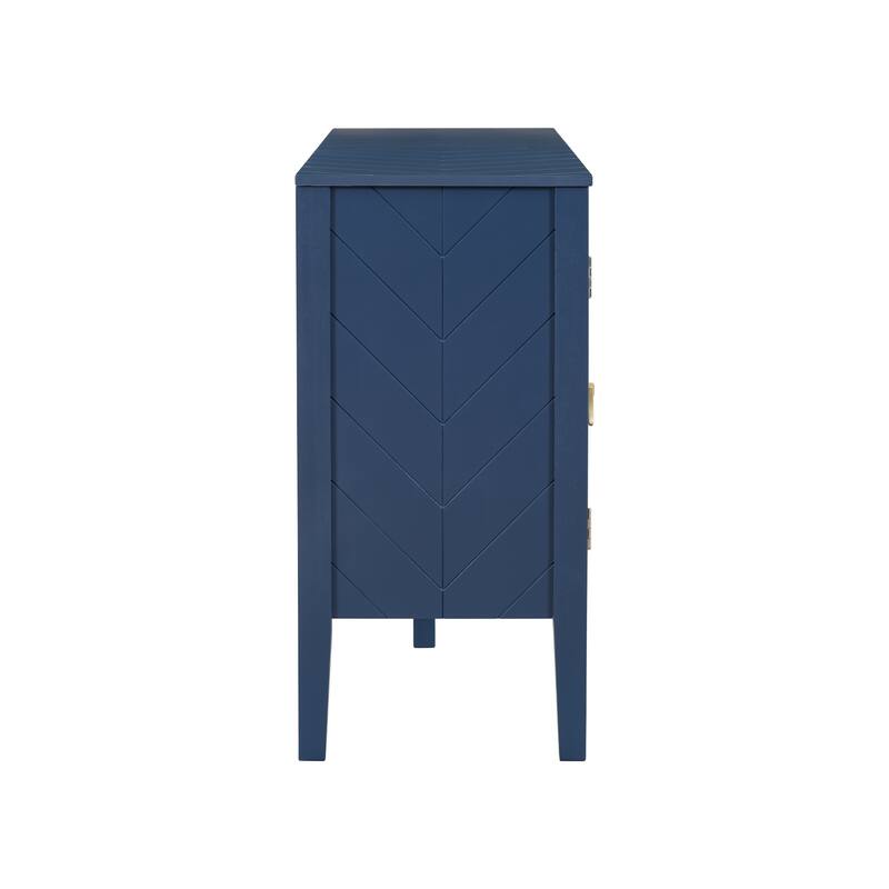 Retro-Style 4-Door Sideboard Narrow Entryway Table with Metal Handles, for Living Rooms, Foyer and Hallways