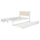 preview thumbnail 5 of 58, Versatile Pull-Out Bed,Full Size Elegant Bed Frame with Rattan Headboard and Sockets