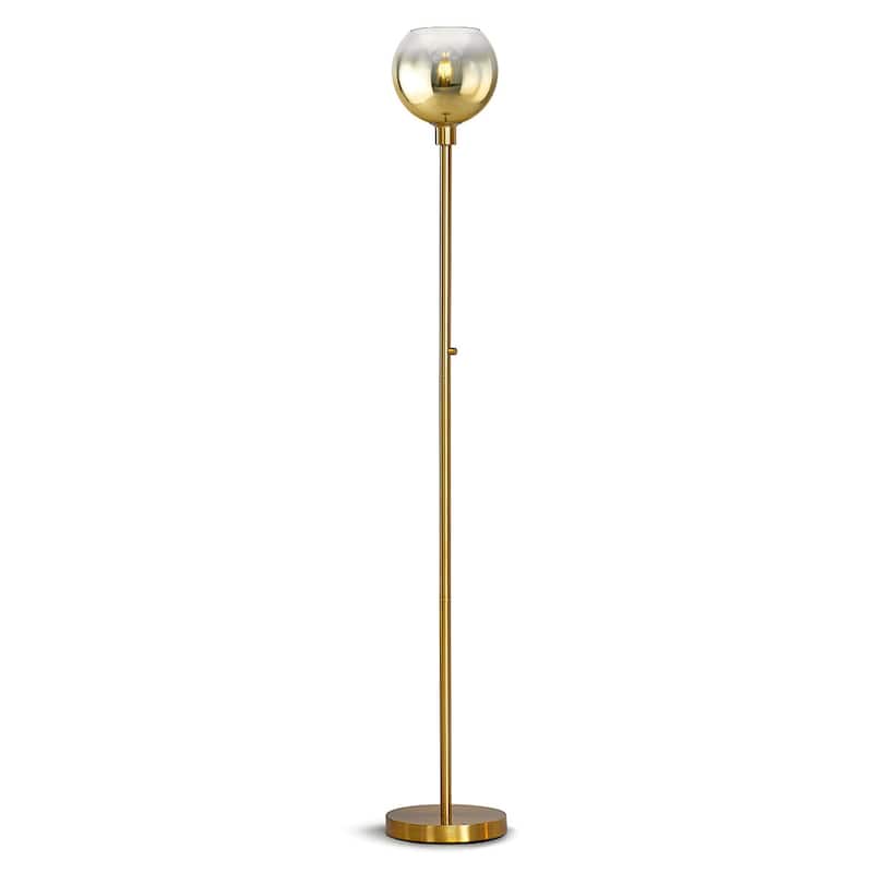 Metro Glass Shade 71"H LED Dimmable Torchiere Floor Lamp - BrassBase/GoldGlassShade