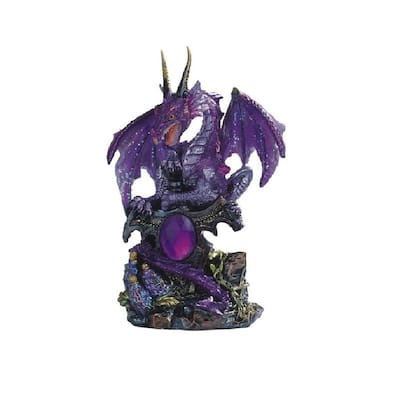Q-Max 6"H Purple Dragon with Gem Statue Fantasy Decoration Figurine