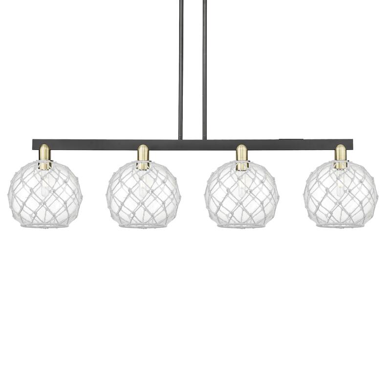 Innovations Lighting 716-4I-13-53 Farmhouse Rope Linear Farmhouse Rope - Black Antique Brass / Clear Glass with White Rope