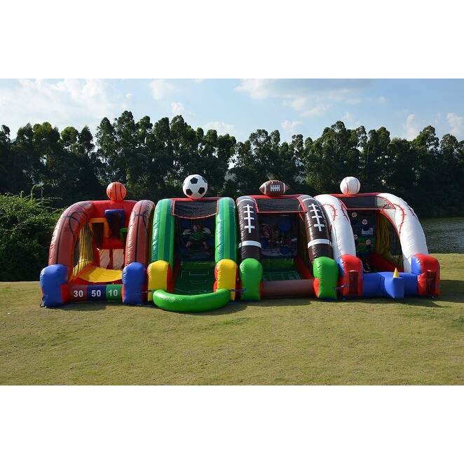 JumpOrange Inflatable Football Target Game with Blower & Foam Football, Commercial Grade, Outdoor Play, 15oz PVC Vinyl, 90 LBS