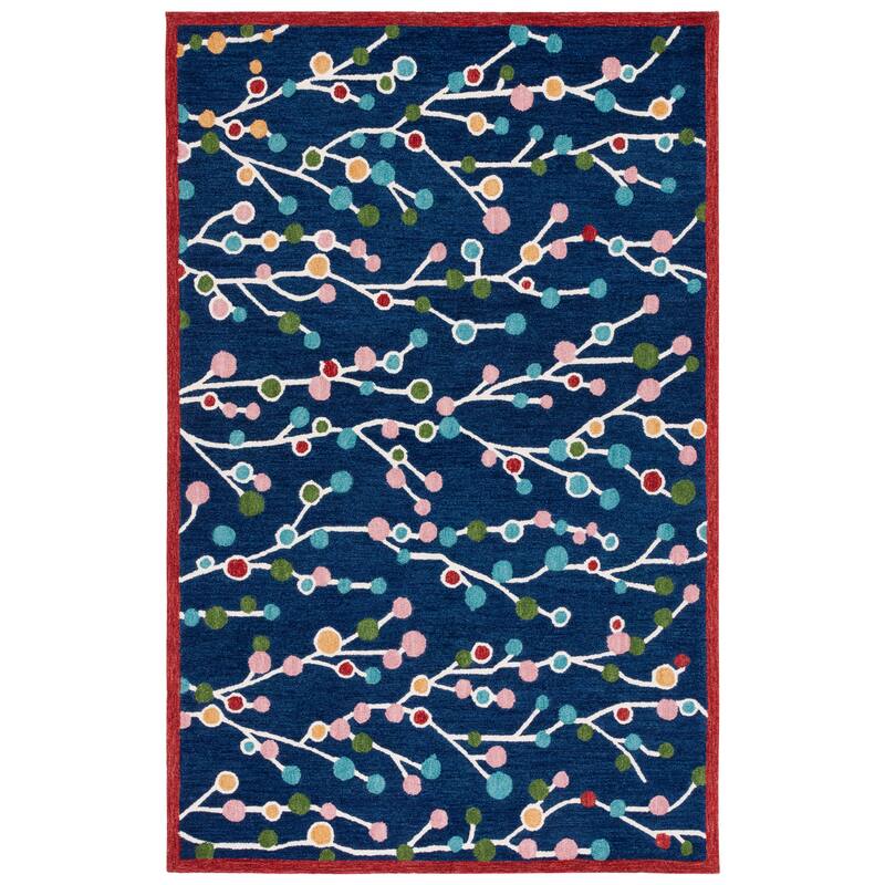 SAFAVIEH Handmade Jardin Ikram Wool Rug - 6' Square - Blue/Pink