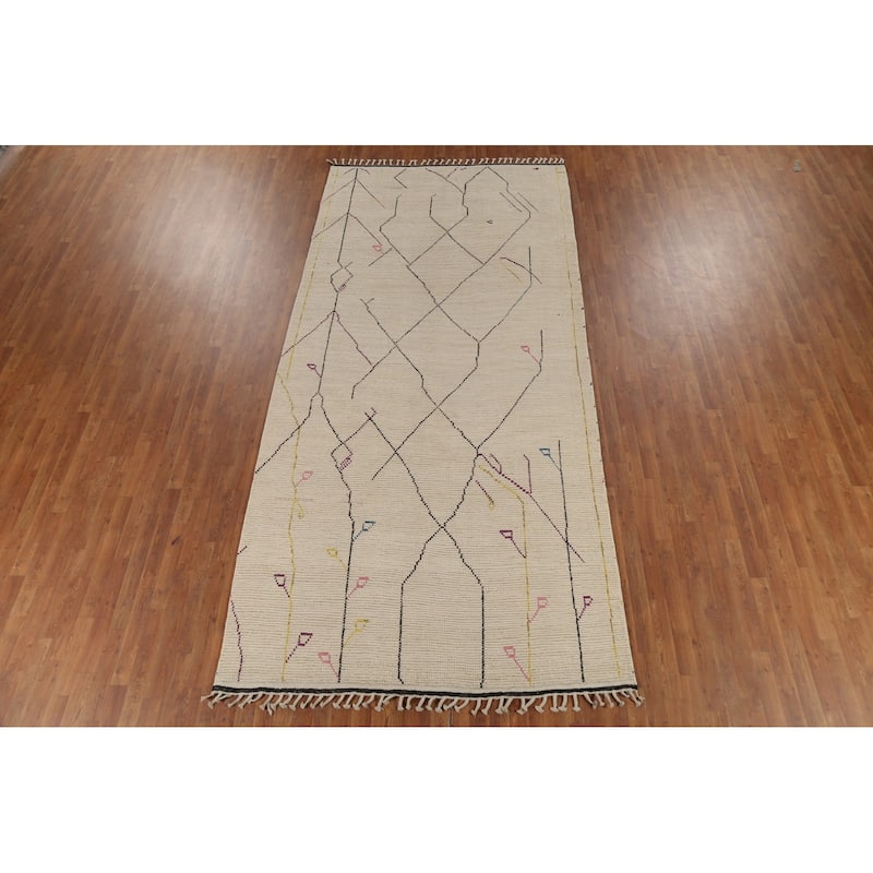 Moroccan Abstract Rug Hand-Knotted Contemporary Wool Carpet - 6'0"x 12'9"
