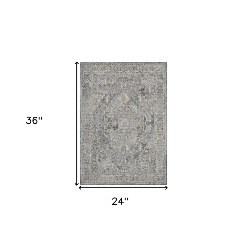HomeRoots Oriental Transitional Rectangle Area Rug - 36.00 in. x 24.00 in. x 0.45 in.