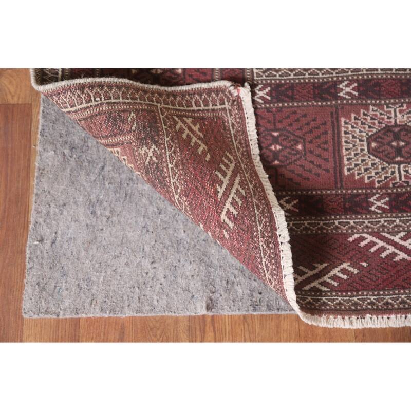 Hand Knotted Oriental 100% Wool Carpet Traditional All-Over Red Bokhara Area Rug - 12' 3'' X 8' 0''