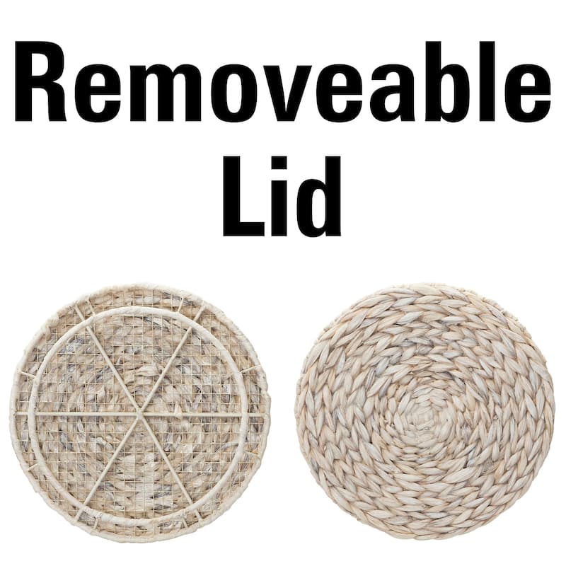 Household Essentials Handwoven Barrel Wicker Storage Basket Side Table - 17.0"L x 17.0"W x 19.0"H