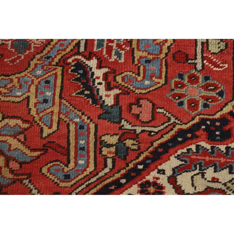 Hand Knotted Oriental 100% Wool Carpet Traditional Medallion Oranges & Rust Heriz (serapi) Area Rug - 12' 4'' X 9' 11''