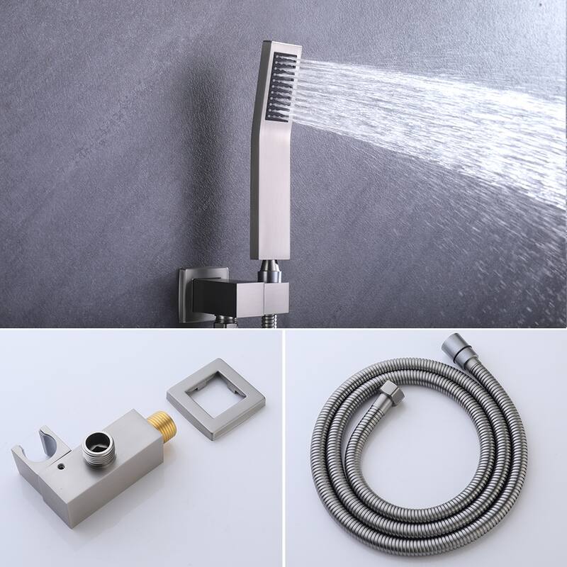 Ceiling Mount Brushed Nickel Shower System Bathroom Luxury Rain Mixer Shower Combo Set Ceiling Rainfall Shower Head System
