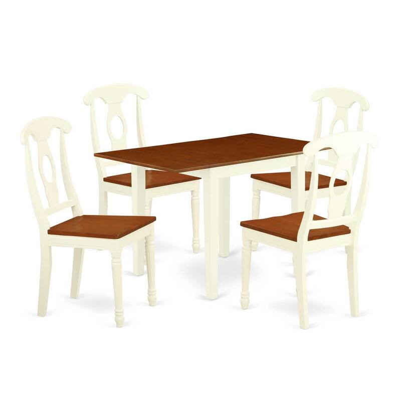 5-Piece Buttermilk and Cherry Solid Wood Top - Dining Room Set - Seats 4