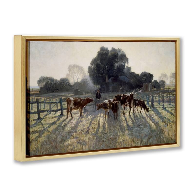 Stupell Elioth Gruner Morning Cows Framed Floater Canvas Wall Art Design By Arlington Prints