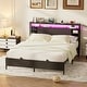 preview thumbnail 17 of 75, Bed Frame with Charging Station and RGB LED Lights, Sturdy Platform Bed with Storage Headboard,