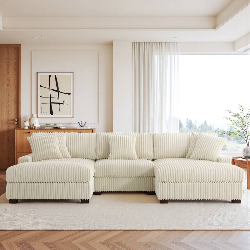 Modular Sectional Sofa Set with Adjustable Headrests and Ottomans