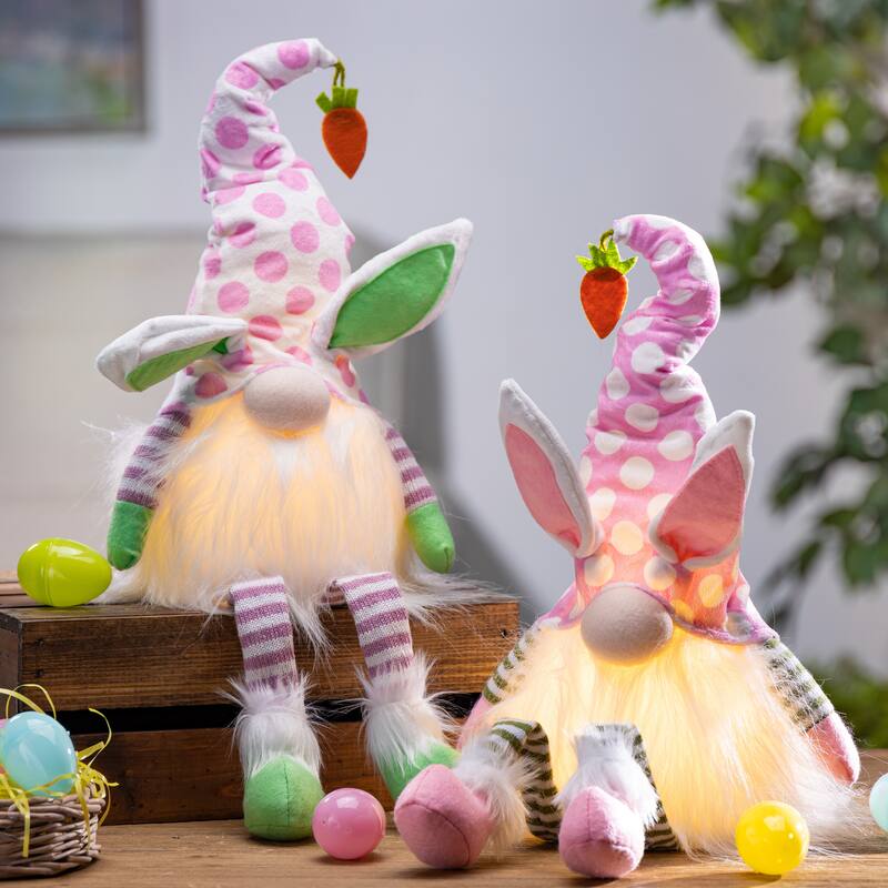 26.7 Pre Lit Plush Easter Gomes Set of 2
